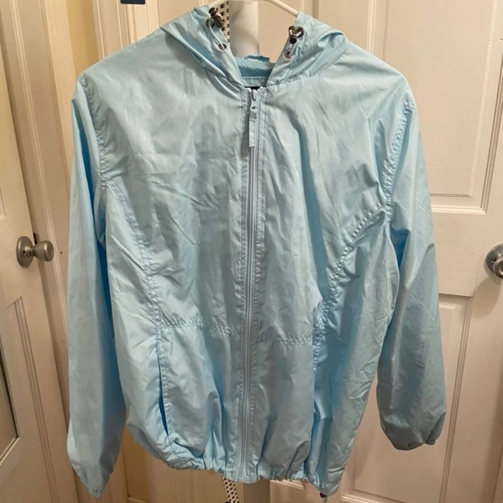 Baby blue windbreaker